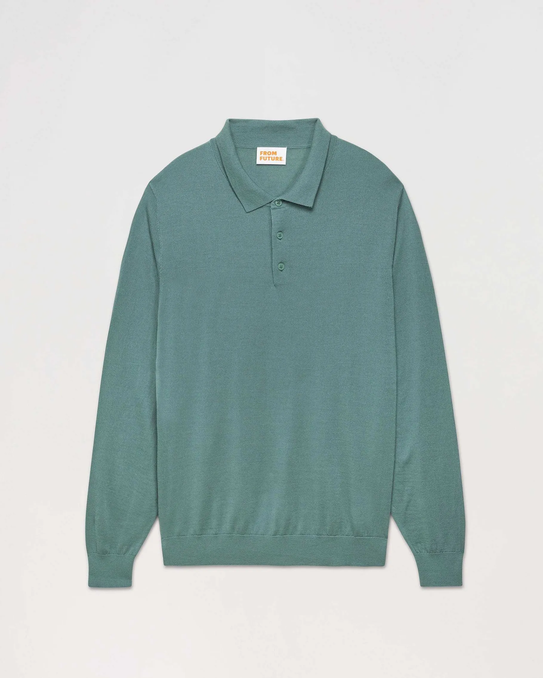 Best FROM FUTURE Pull Col Polo Basique Washed Green