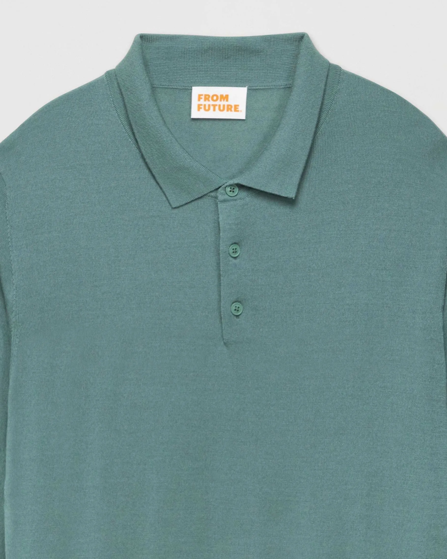 Best FROM FUTURE Pull Col Polo Basique Washed Green