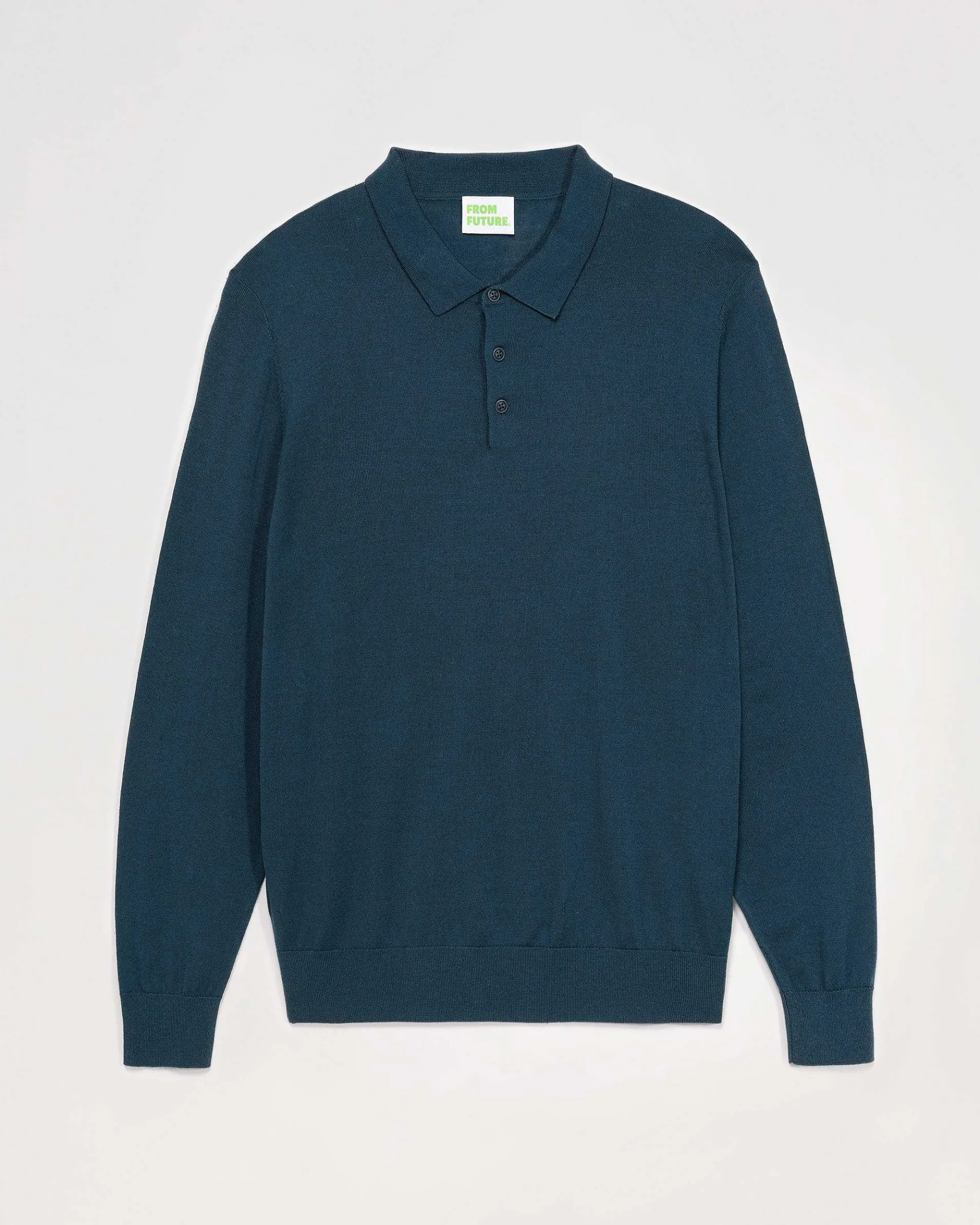 FROM FUTURE Pull Col Polo Basique Moonlight Blue