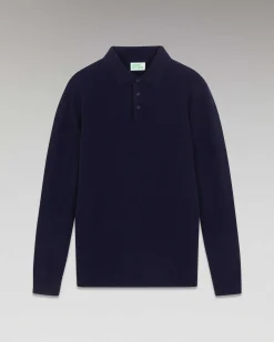 New FROM FUTURE Pull Col Polo Basique Navy