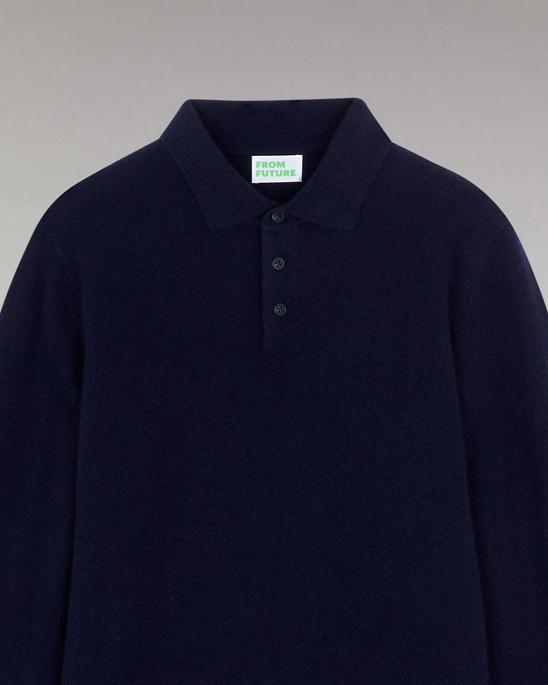 New FROM FUTURE Pull Col Polo Basique Navy