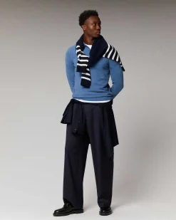 New FROM FUTURE Pull Col Polo Basique Navy