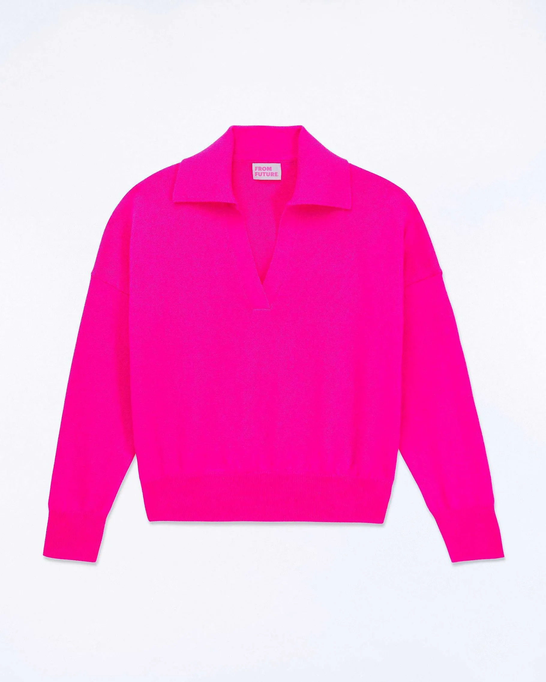 Sale FROM FUTURE Pull Col Polo Basique Flash Pink