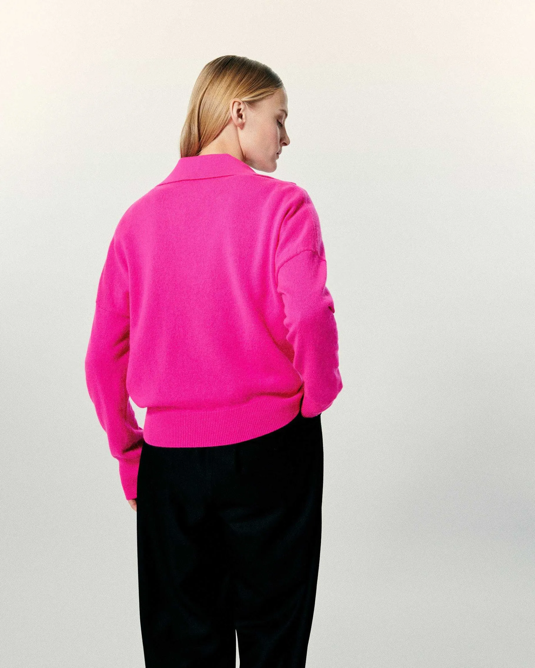 Sale FROM FUTURE Pull Col Polo Basique Flash Pink