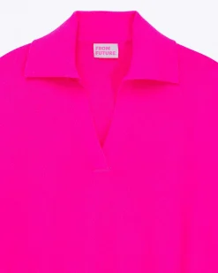 Sale FROM FUTURE Pull Col Polo Basique Flash Pink