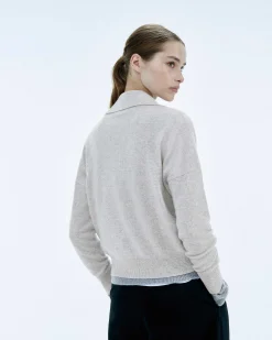 FROM FUTURE Pull Col Polo Basique Gris Chine Clair