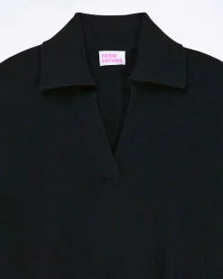 Discount FROM FUTURE Pull Col Polo Basique Noir