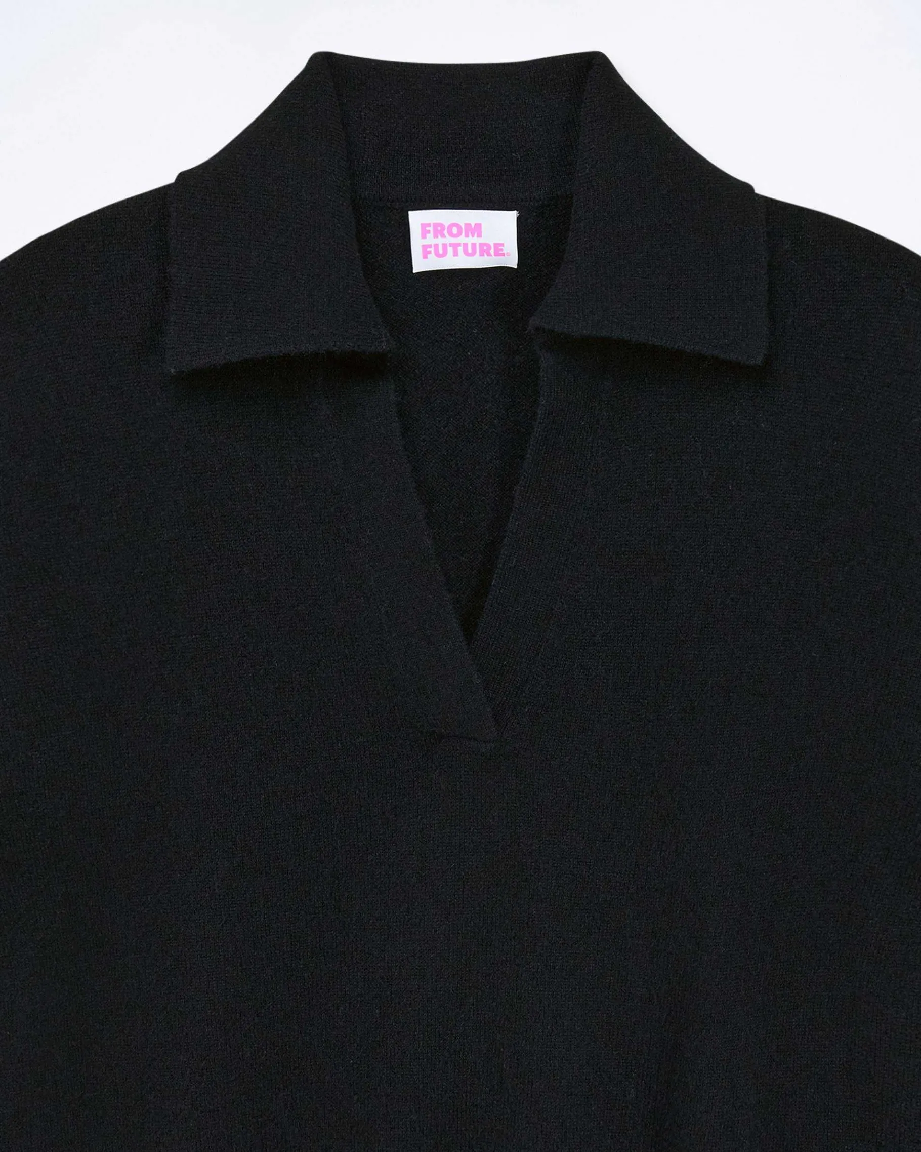 Discount FROM FUTURE Pull Col Polo Basique Noir