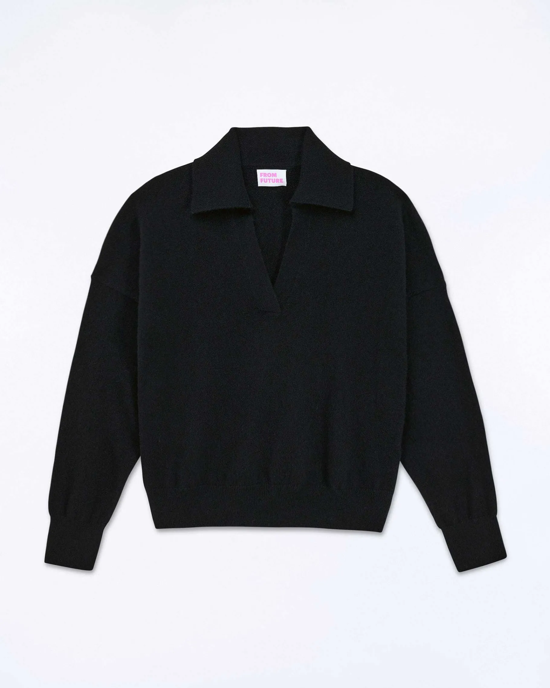 Discount FROM FUTURE Pull Col Polo Basique Noir