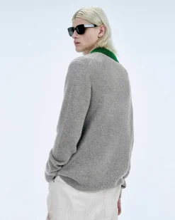 Outlet FROM FUTURE Pull Col Polo Contraste Gris Chine Fonce
