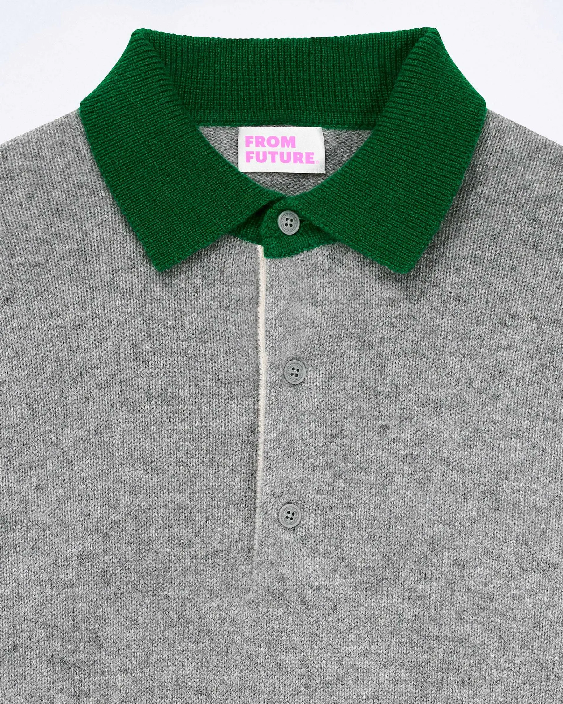 Outlet FROM FUTURE Pull Col Polo Contraste Gris Chine Fonce