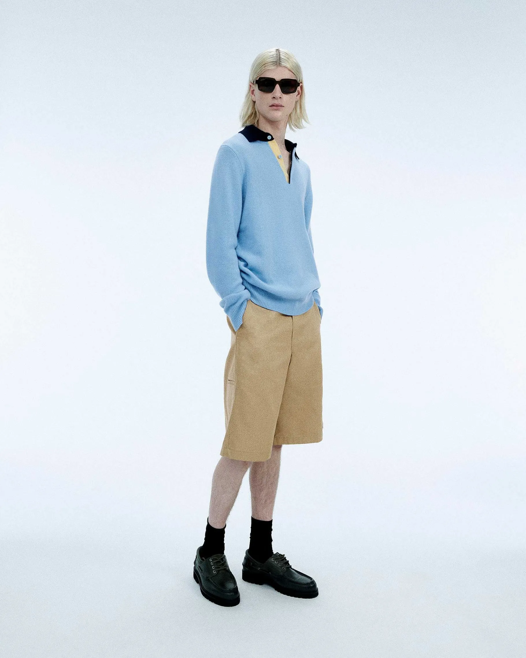 Discount FROM FUTURE Pull Col Polo Contraste Soft Blue
