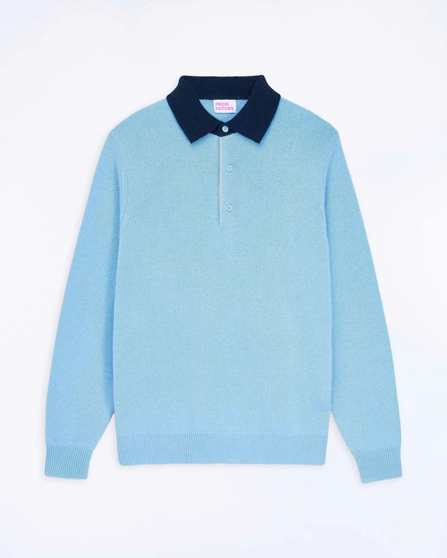 Discount FROM FUTURE Pull Col Polo Contraste Soft Blue
