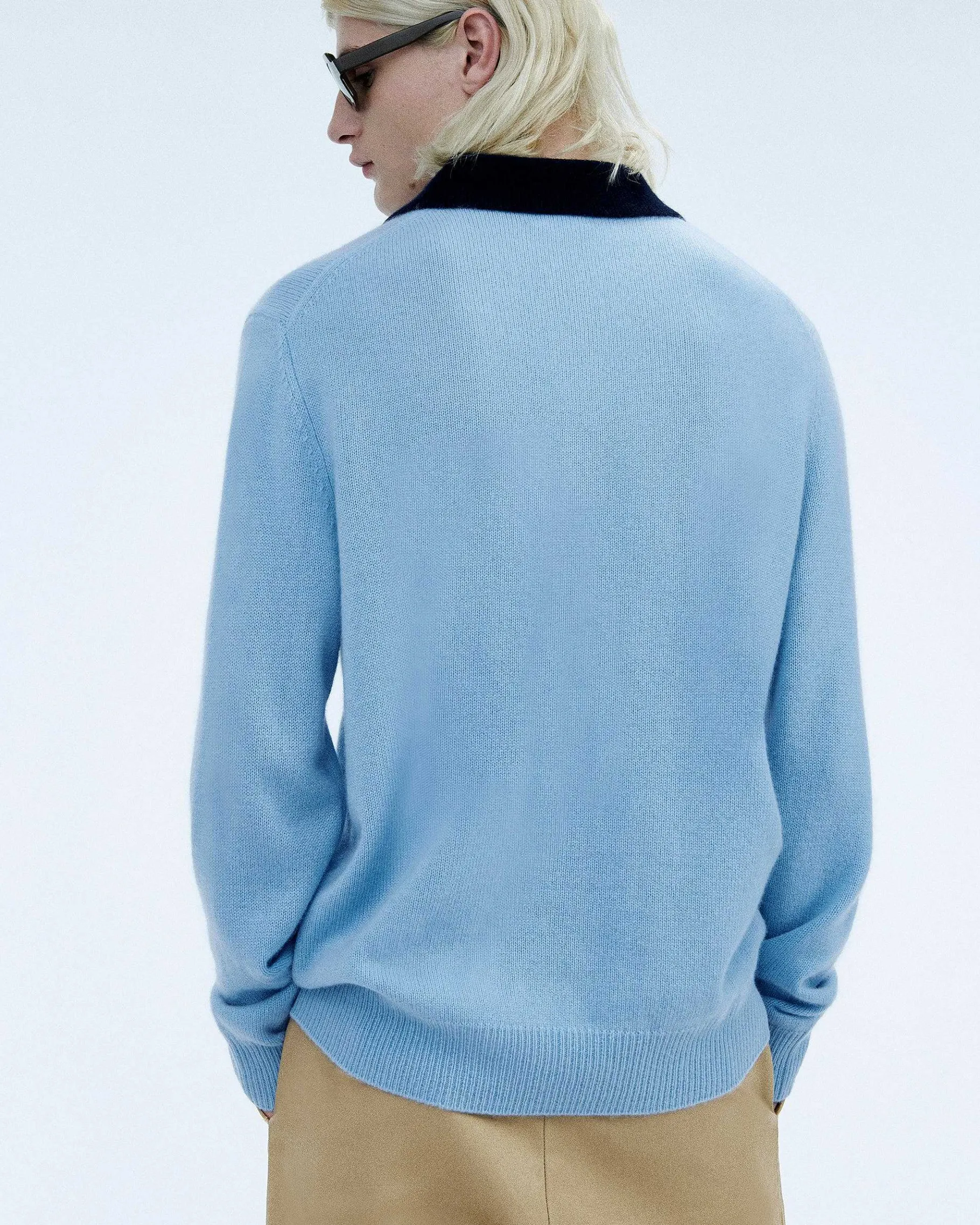 Discount FROM FUTURE Pull Col Polo Contraste Soft Blue