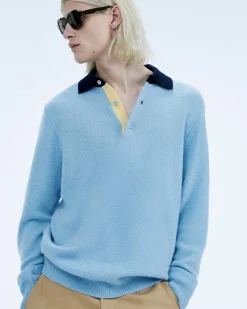 Discount FROM FUTURE Pull Col Polo Contraste Soft Blue