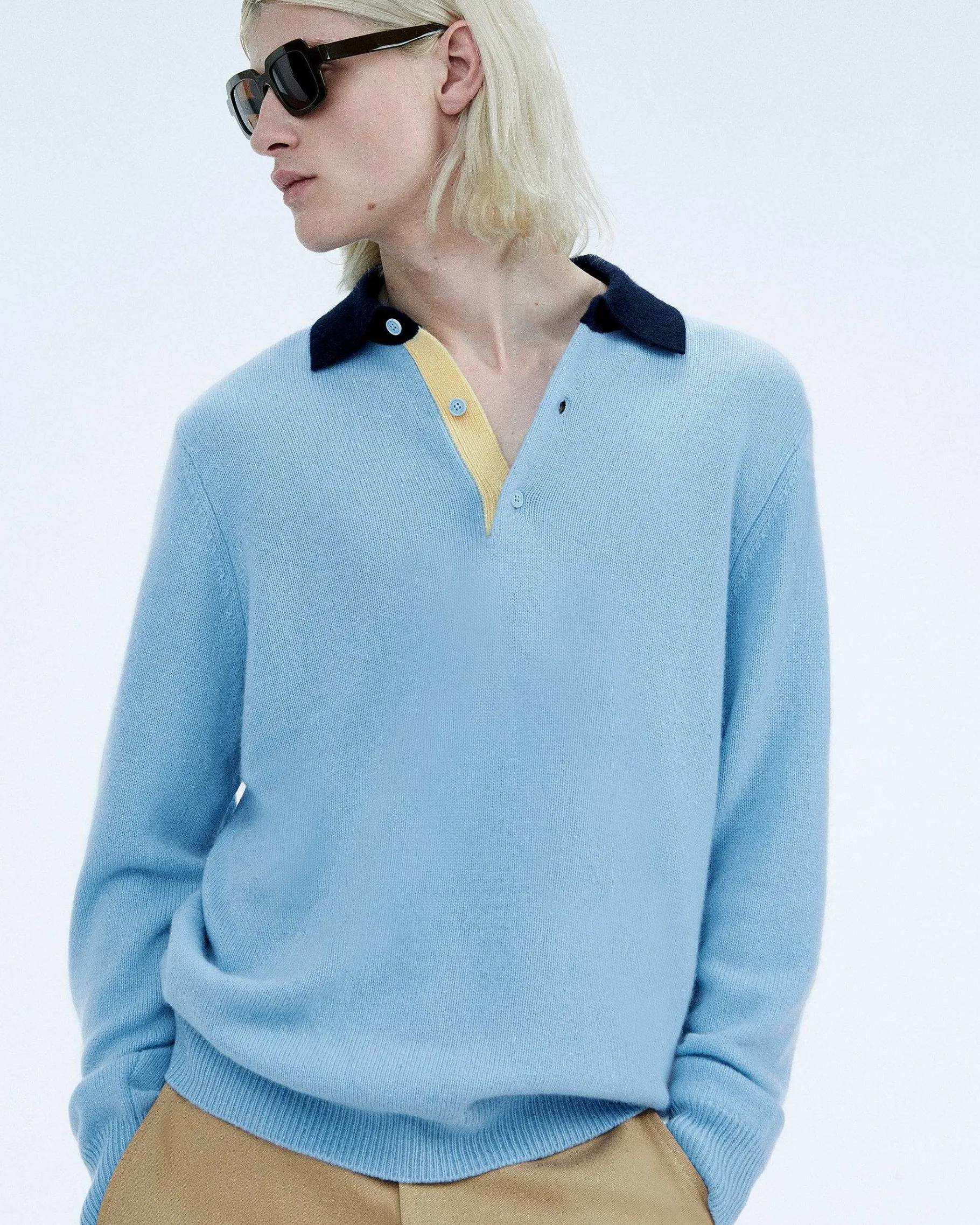 Discount FROM FUTURE Pull Col Polo Contraste Soft Blue