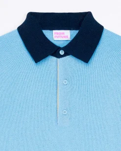 Discount FROM FUTURE Pull Col Polo Contraste Soft Blue