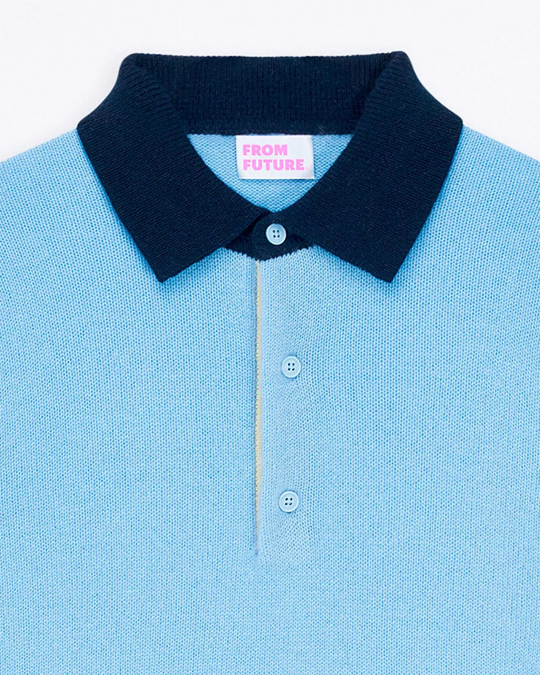 Discount FROM FUTURE Pull Col Polo Contraste Soft Blue