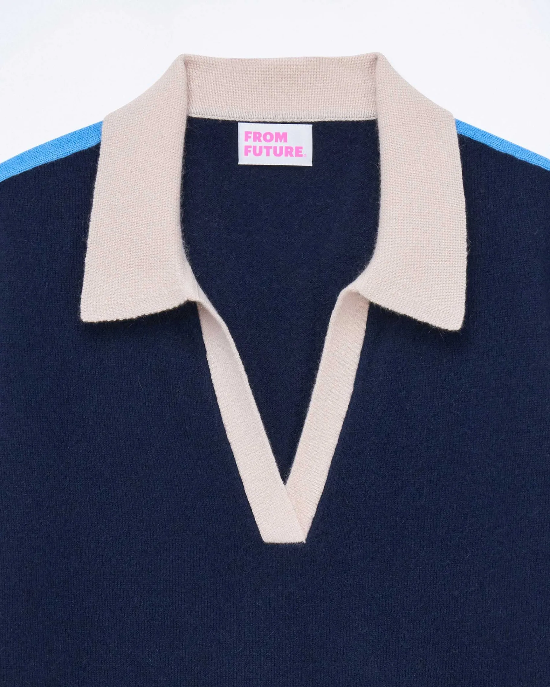 Hot FROM FUTURE Pull Col Polo Manches Courtes Navy