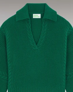 FROM FUTURE Pull Col Polo Torsades Forest Green