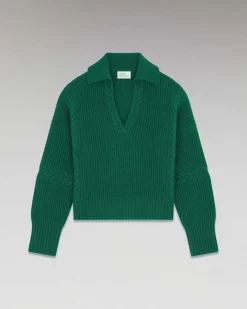 FROM FUTURE Pull Col Polo Torsades Forest Green