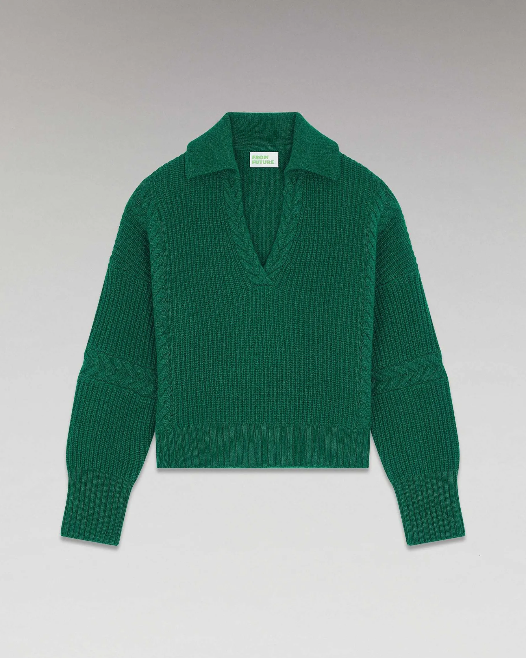 FROM FUTURE Pull Col Polo Torsades Forest Green