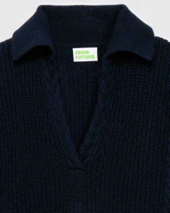 Best FROM FUTURE Pull Col Polo Torsades Navy