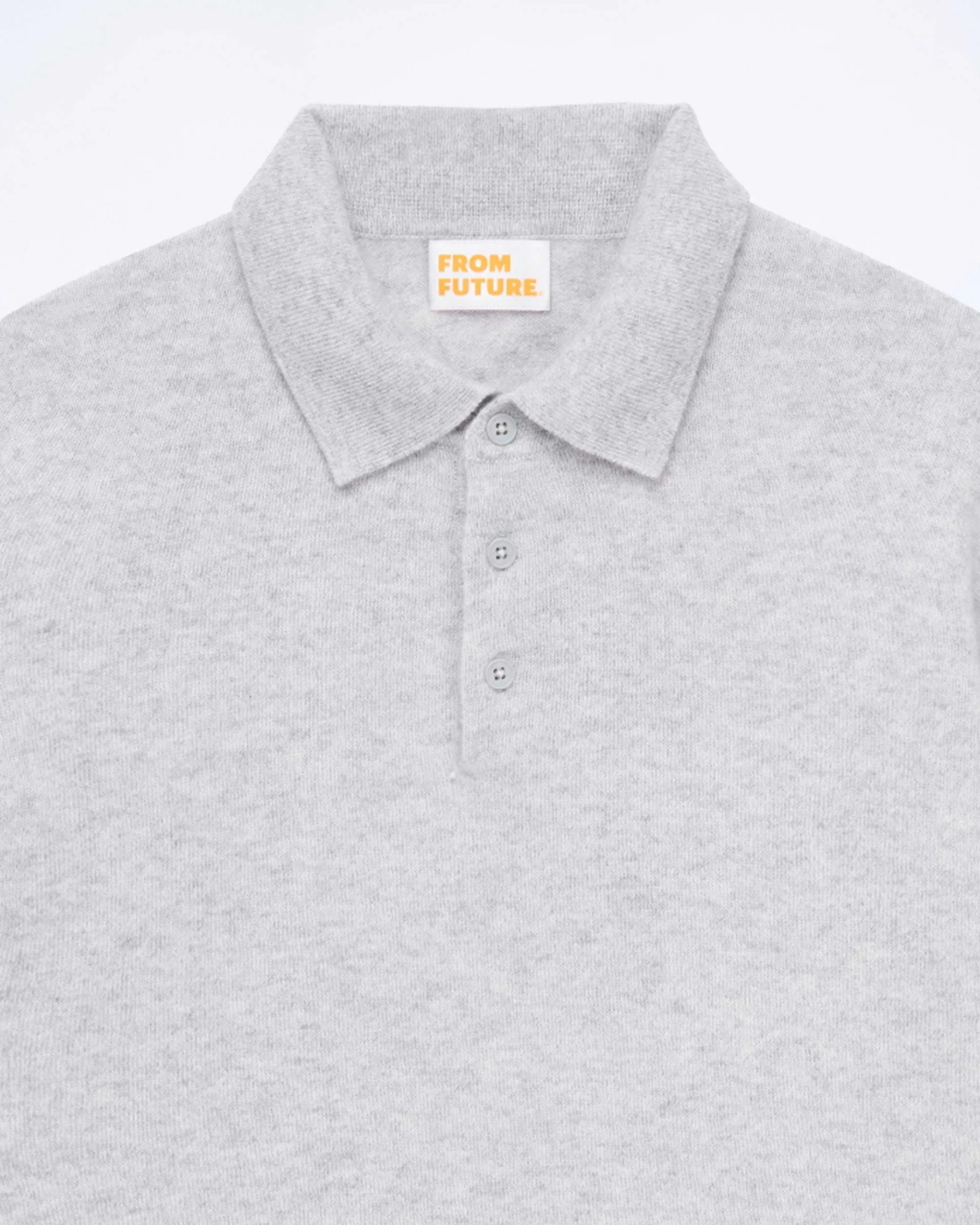 New FROM FUTURE Pull Col Polo Uni Gris Chine Clair