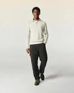 New FROM FUTURE Pull Col Polo Uni Gris Chine Clair