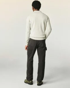 New FROM FUTURE Pull Col Polo Uni Gris Chine Clair