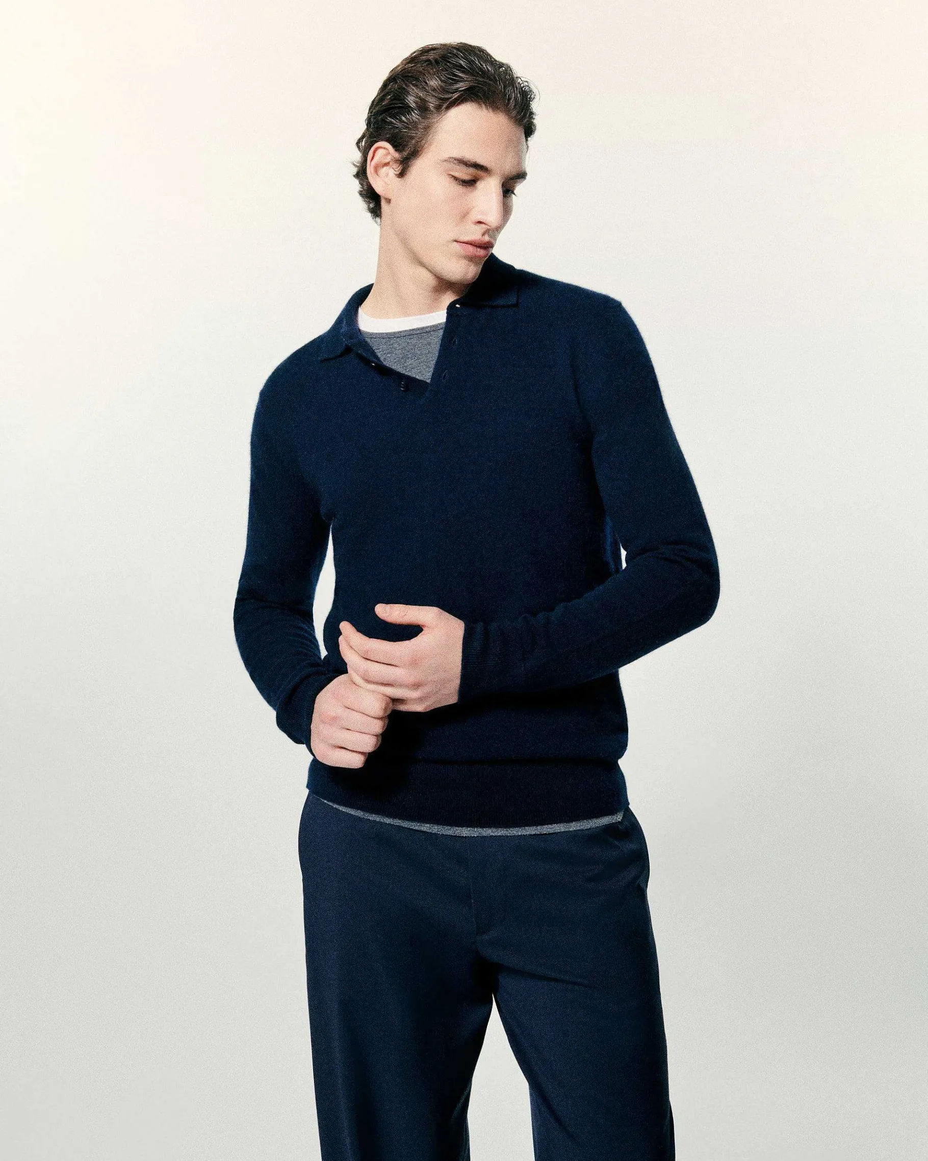 Outlet FROM FUTURE Pull Col Polo Uni Navy