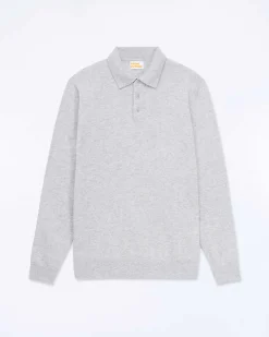 Hot FROM FUTURE Pull Col Polo Uni Gris Chine Clair