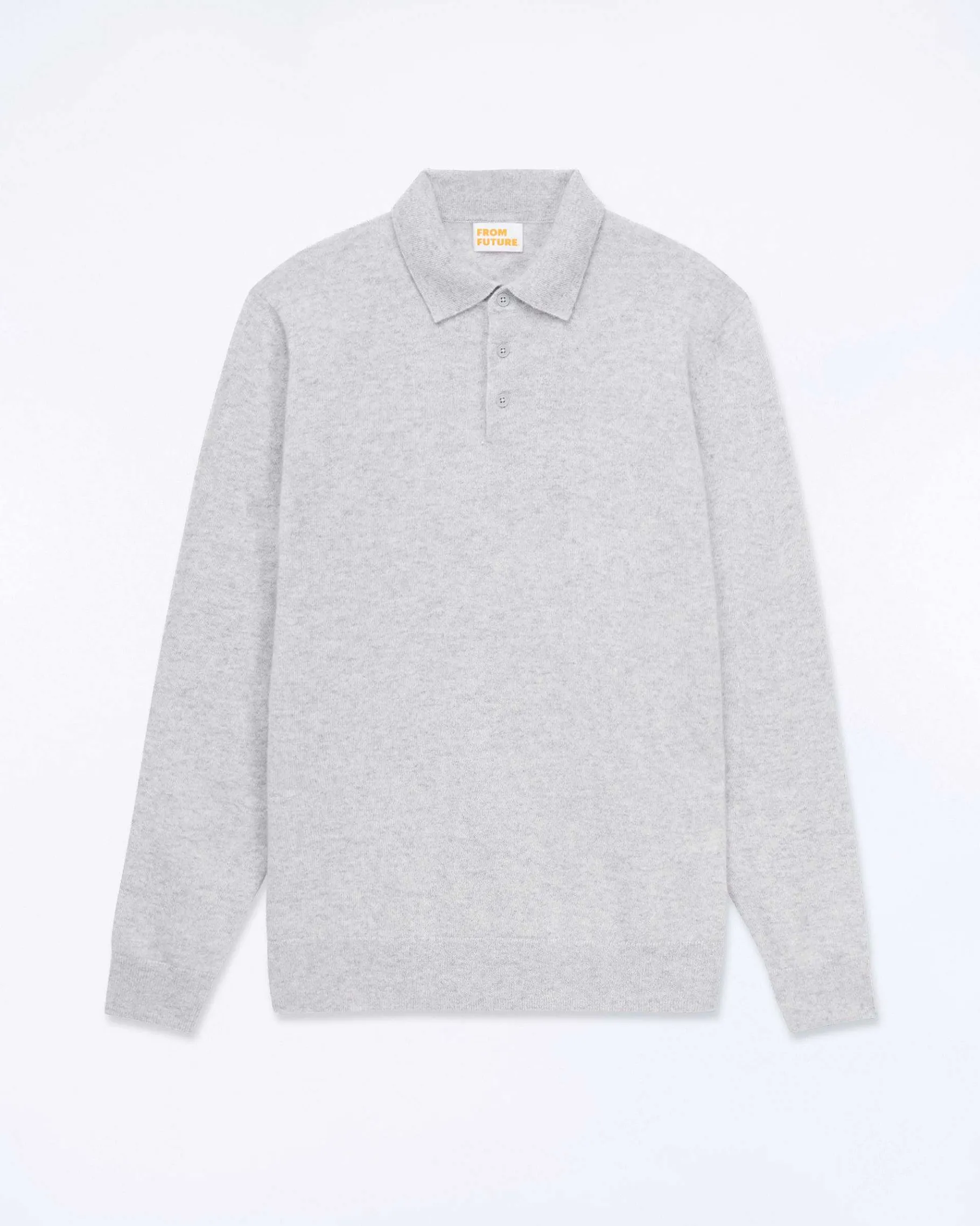 Hot FROM FUTURE Pull Col Polo Uni Gris Chine Clair