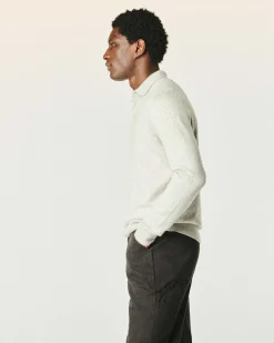 Hot FROM FUTURE Pull Col Polo Uni Gris Chine Clair