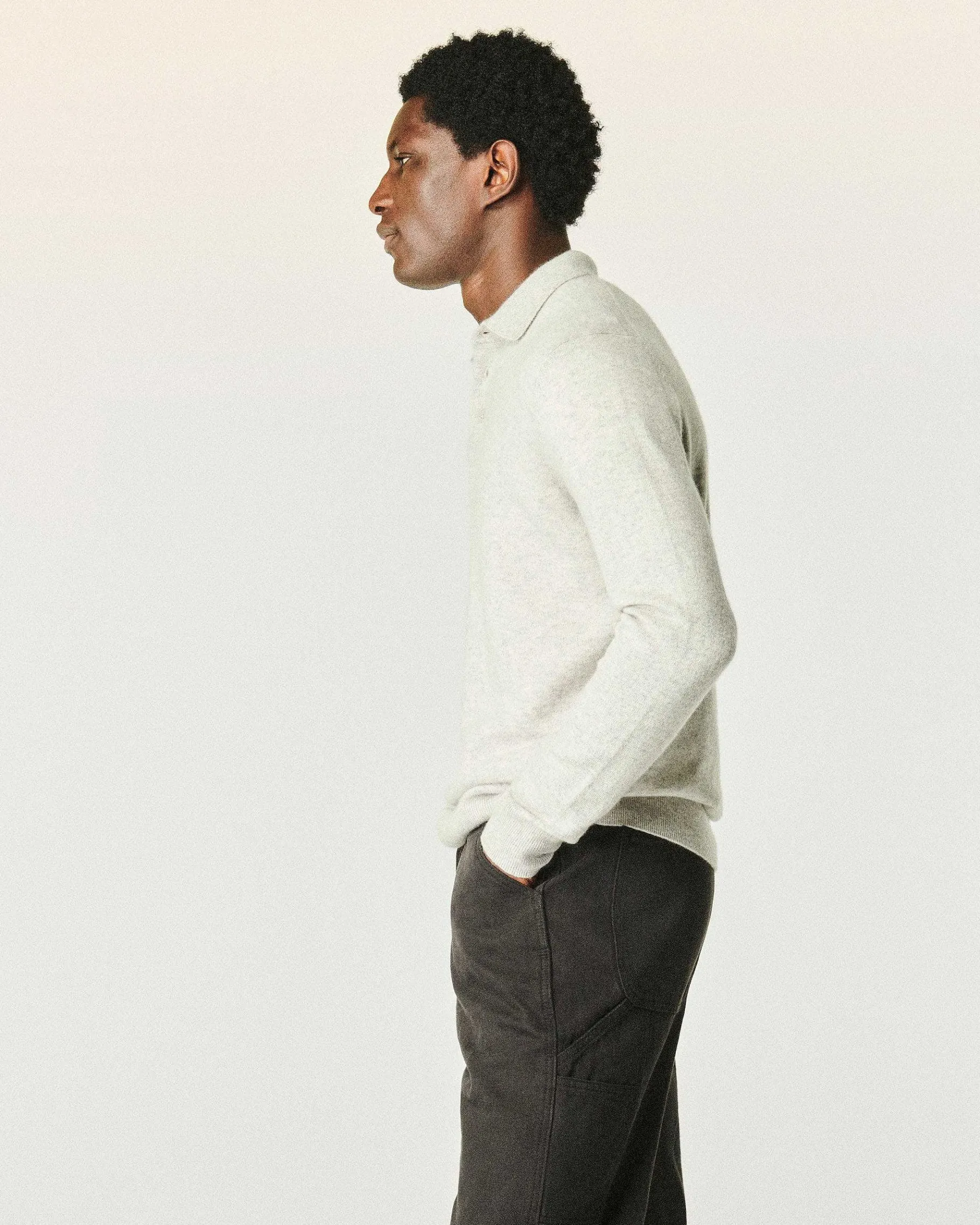 Hot FROM FUTURE Pull Col Polo Uni Gris Chine Clair