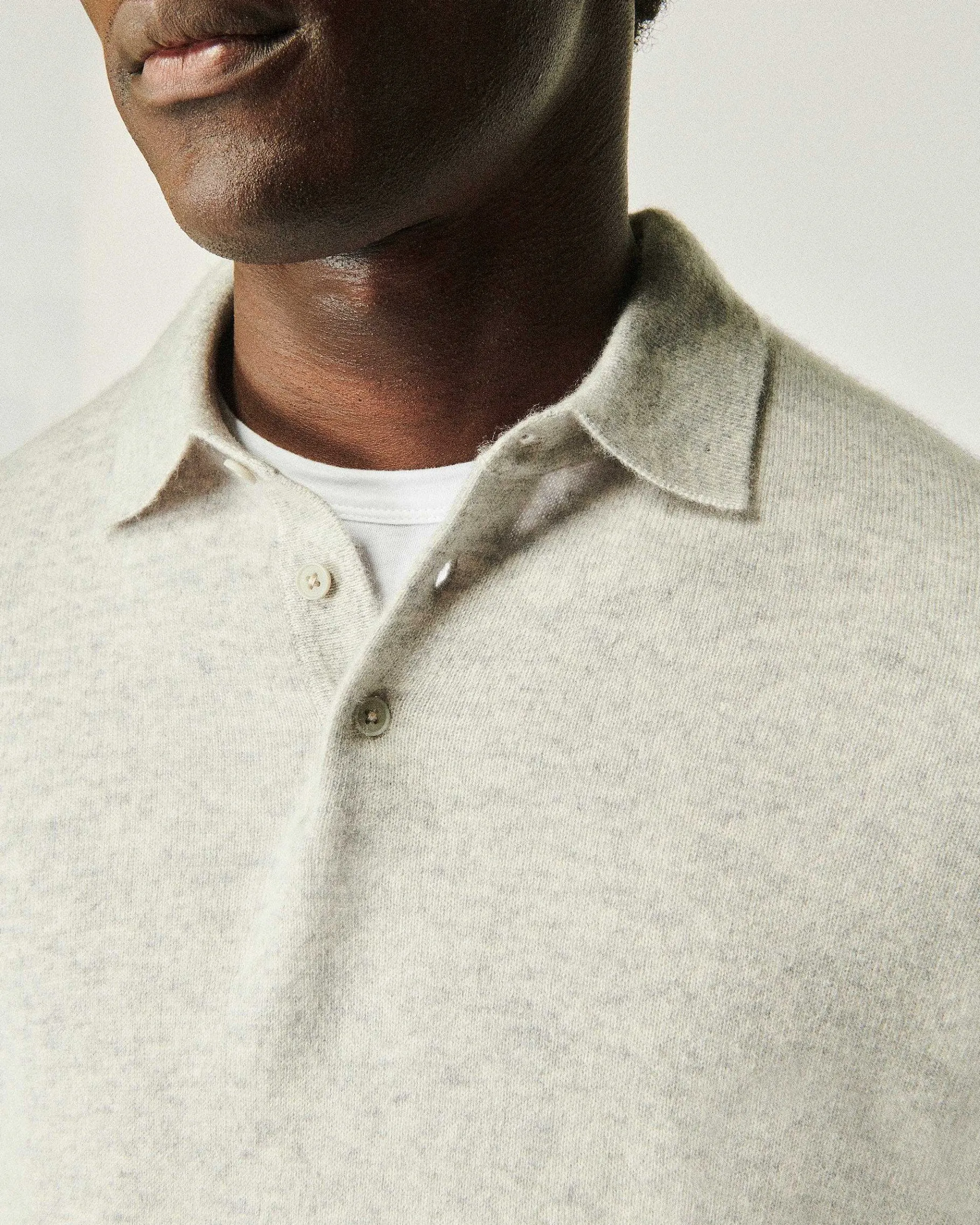 Hot FROM FUTURE Pull Col Polo Uni Gris Chine Clair