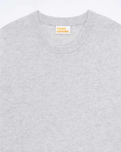 Sale FROM FUTURE Pull Col Rond Gris Chine Clair