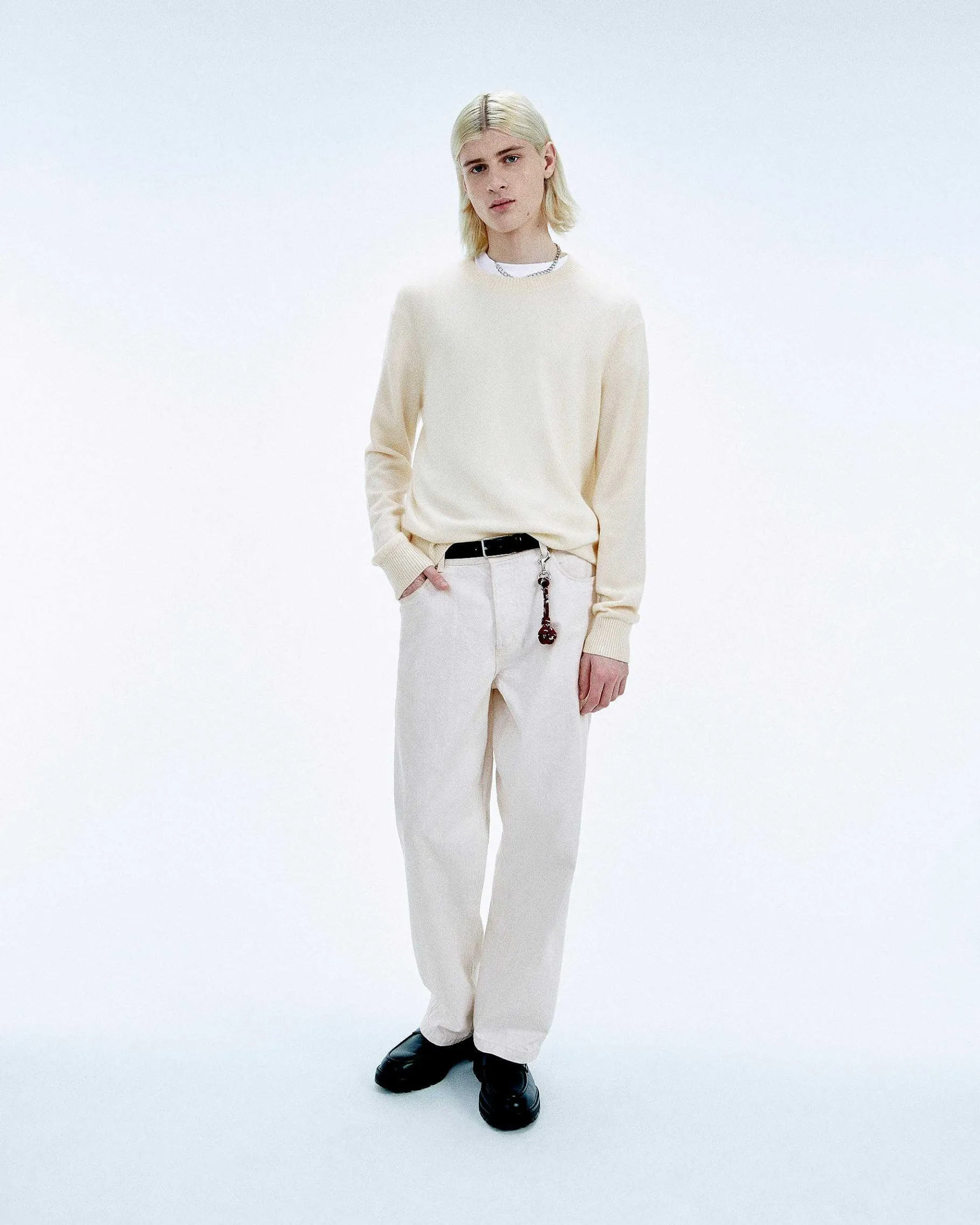 New FROM FUTURE Pull Col Rond Ecru