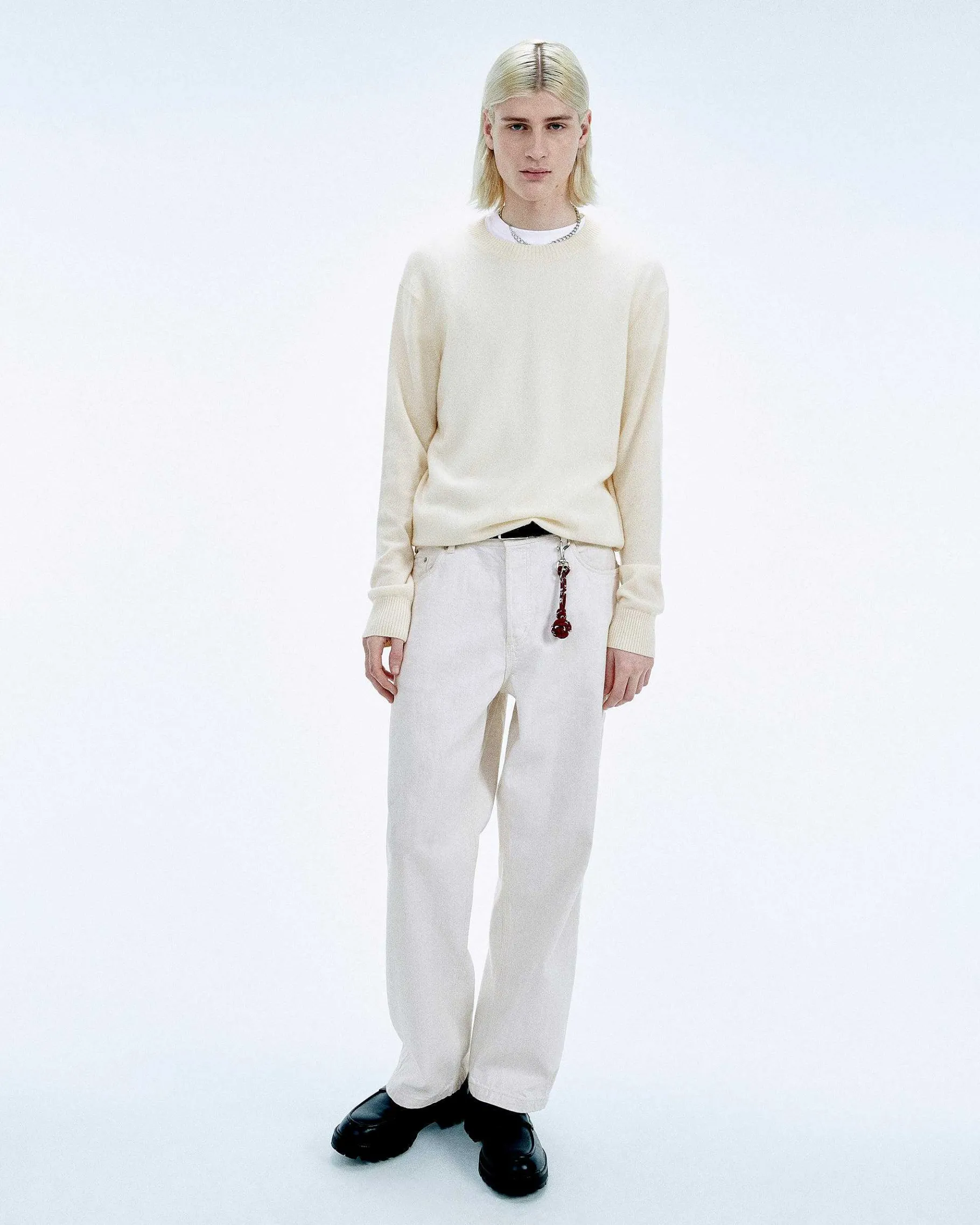 New FROM FUTURE Pull Col Rond Ecru