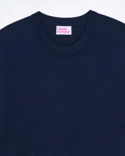 Hot FROM FUTURE Pull Col Rond Navy