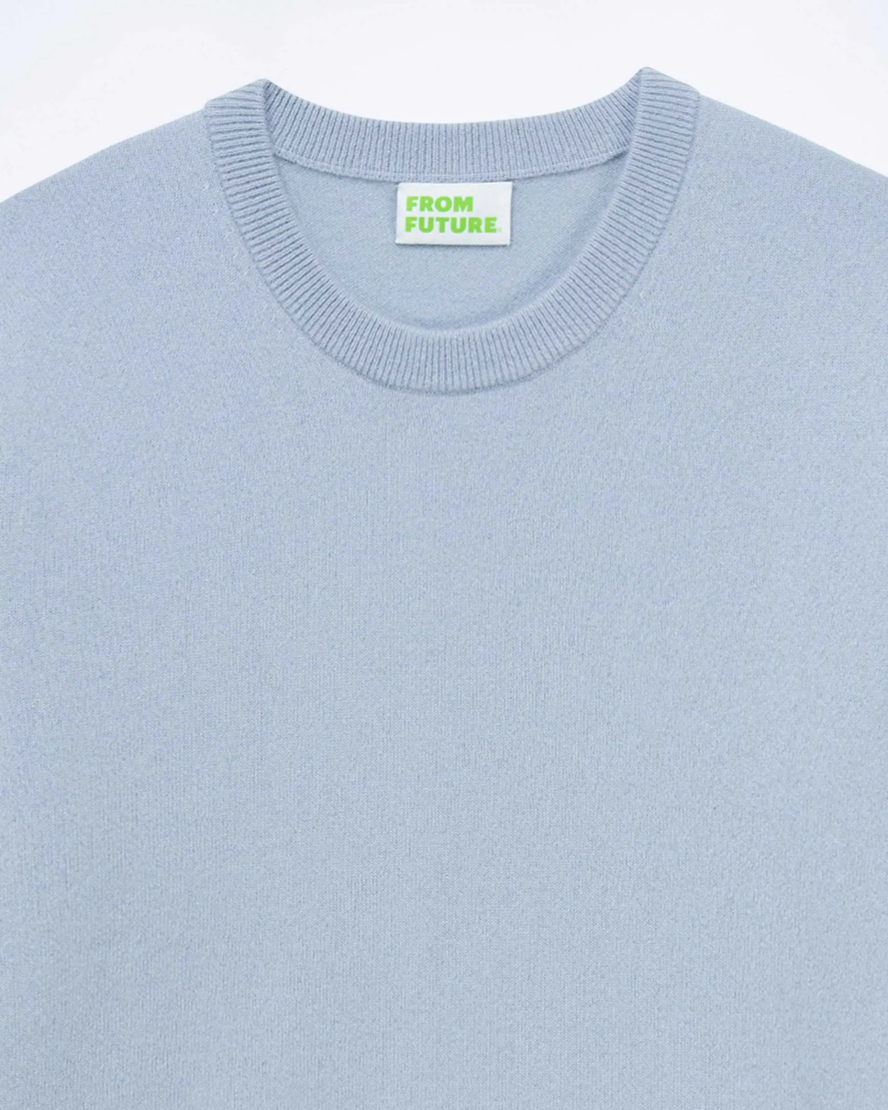 Sale FROM FUTURE Pull Col Rond Grey Blue