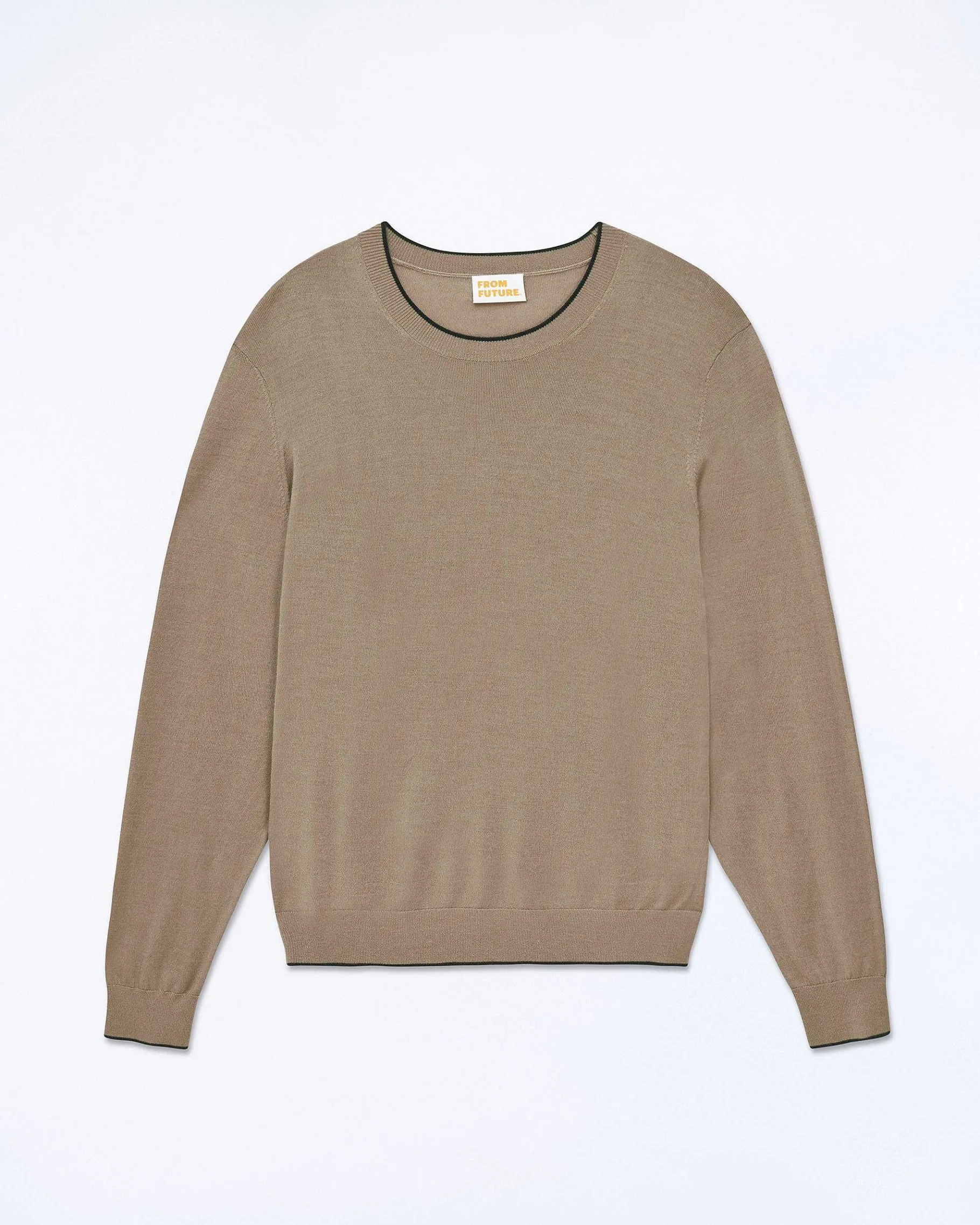 Outlet FROM FUTURE Pull Col Rond Tropical Taupe
