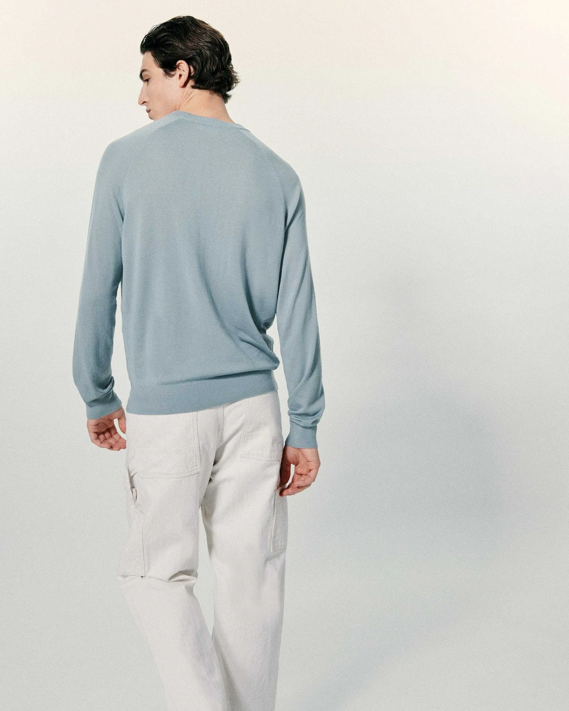 Online FROM FUTURE Pull Col Rond Grey Blue