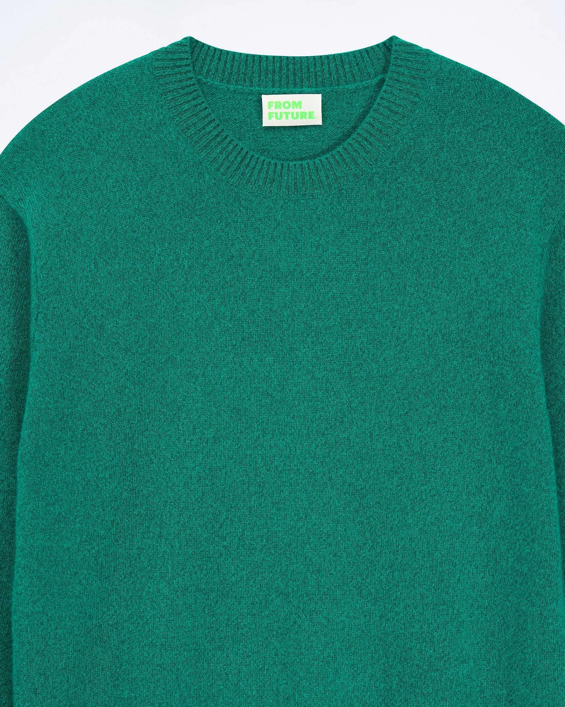 New FROM FUTURE Pull Col Rond Pop Green Mouline