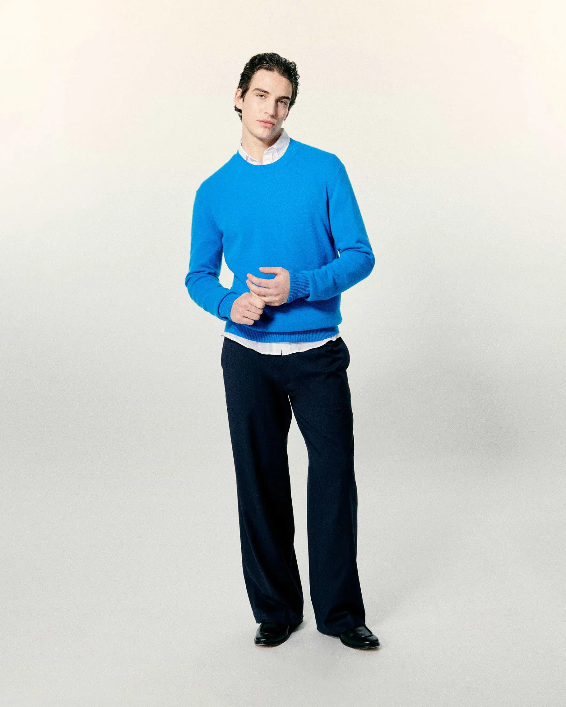 Discount FROM FUTURE Pull Col Rond Surf Blue Mouline