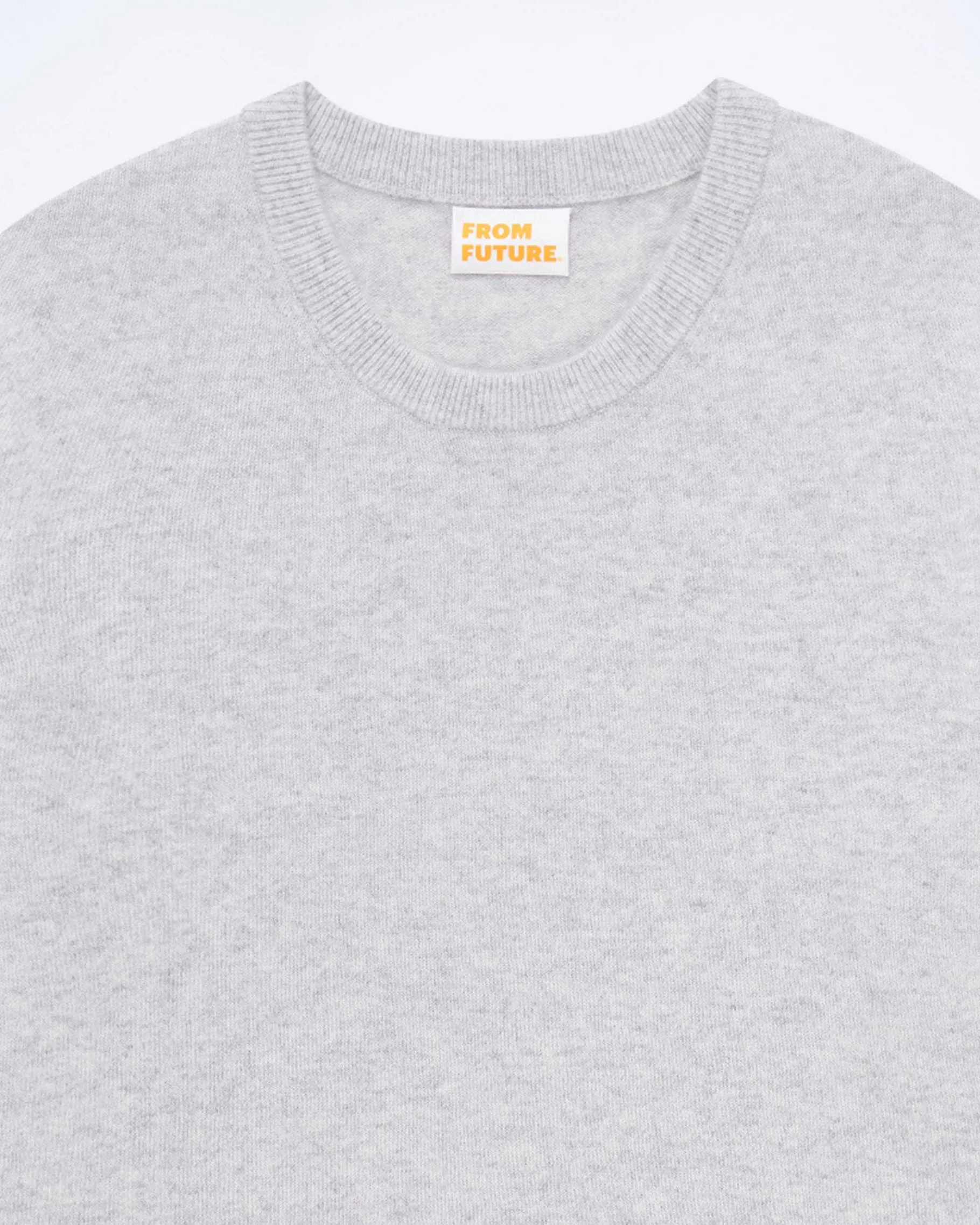 Clearance FROM FUTURE Pull Col Rond Gris Chine Clair