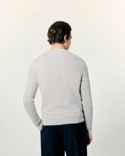 Clearance FROM FUTURE Pull Col Rond Gris Chine Clair