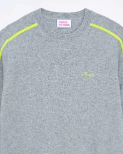 Online FROM FUTURE Pull Col Rond Gris Chine Fonce