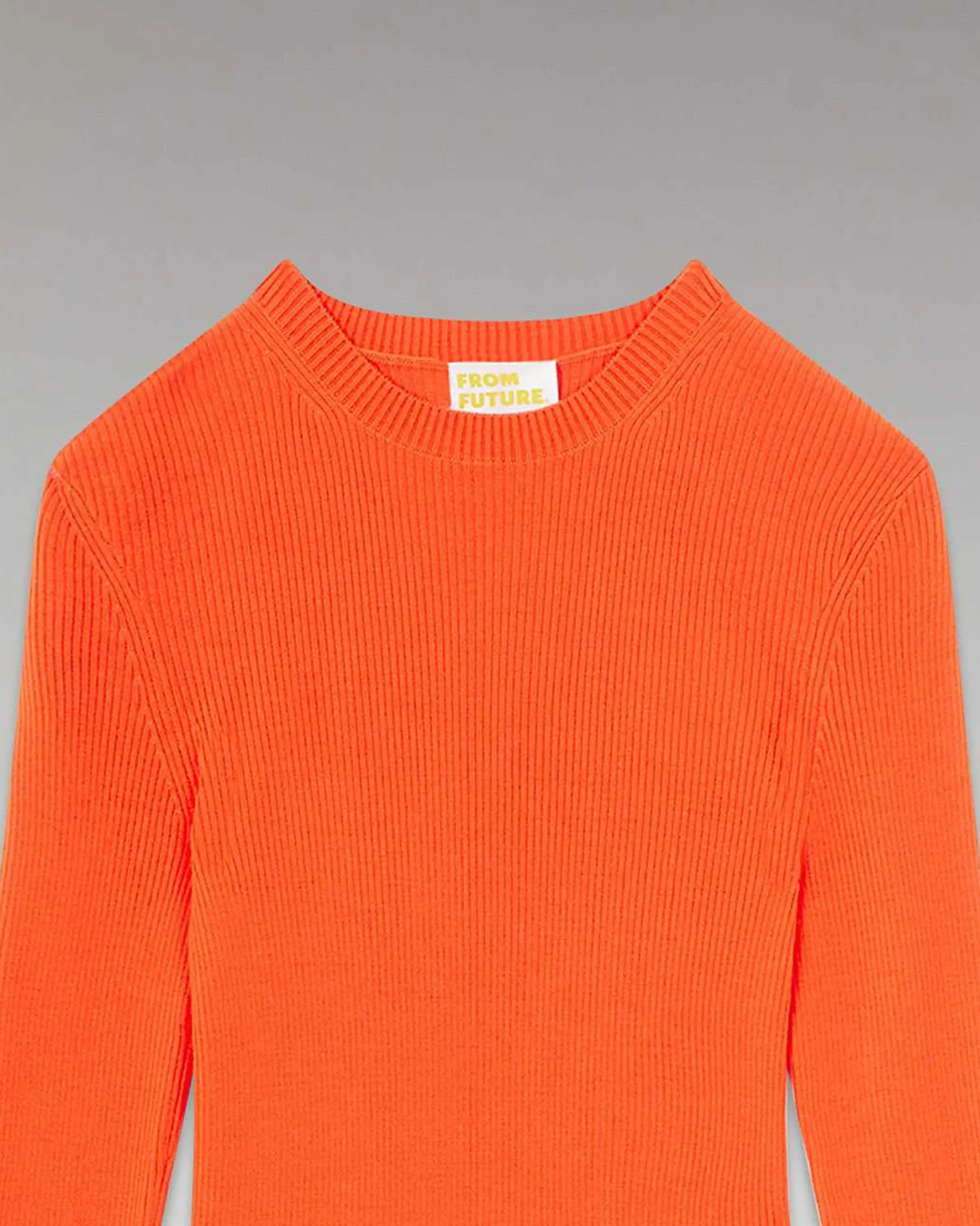 Online FROM FUTURE Pull Col Rond A Cotes Disco Orange