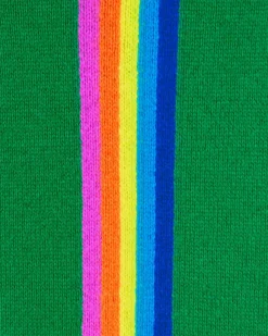 Online FROM FUTURE Pull Col Rond Bande Multicolore Aux Manches Tropical Green
